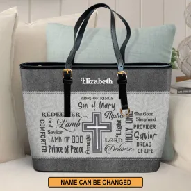 Personalized Large Leather Tote Bag Christ Gifts For Women Of God King Of Kings - Spiritual Gifts For Christian Women