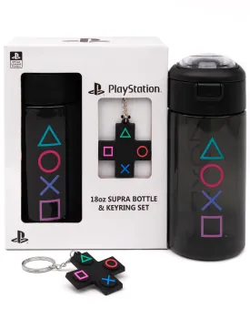 PlayStation Controller Symbols Print Womens Black Spout Water Bottle