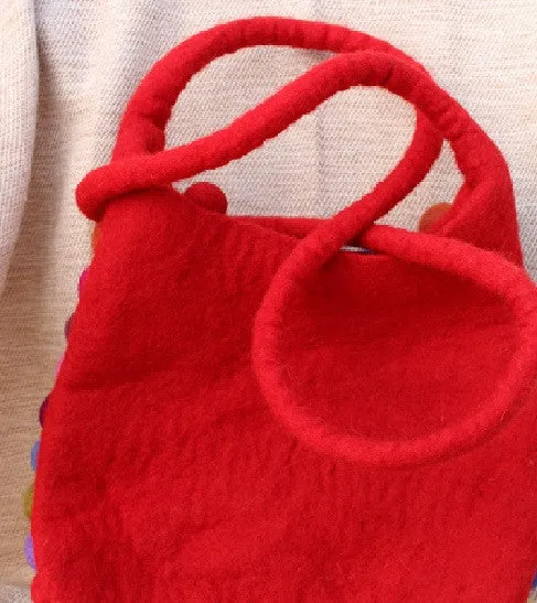 Red Felt Gumball Shoulder Bags