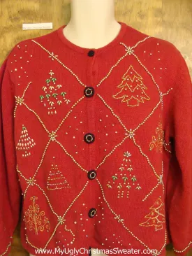 Red Ugliest Christmas Sweater with Bling