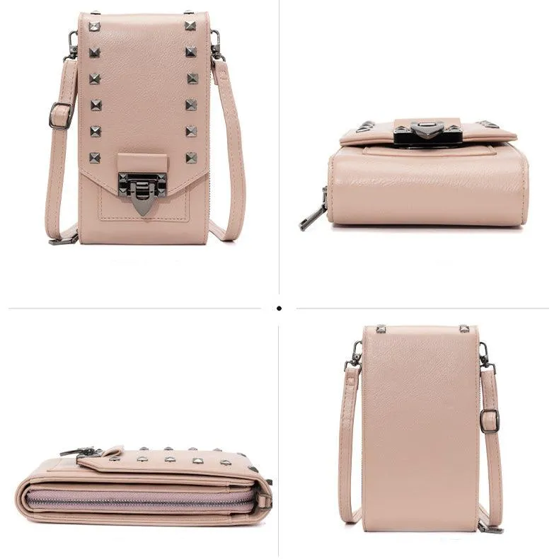 Rivet Design Shoulder Bags Mobile Phone Crossbody Bags Women