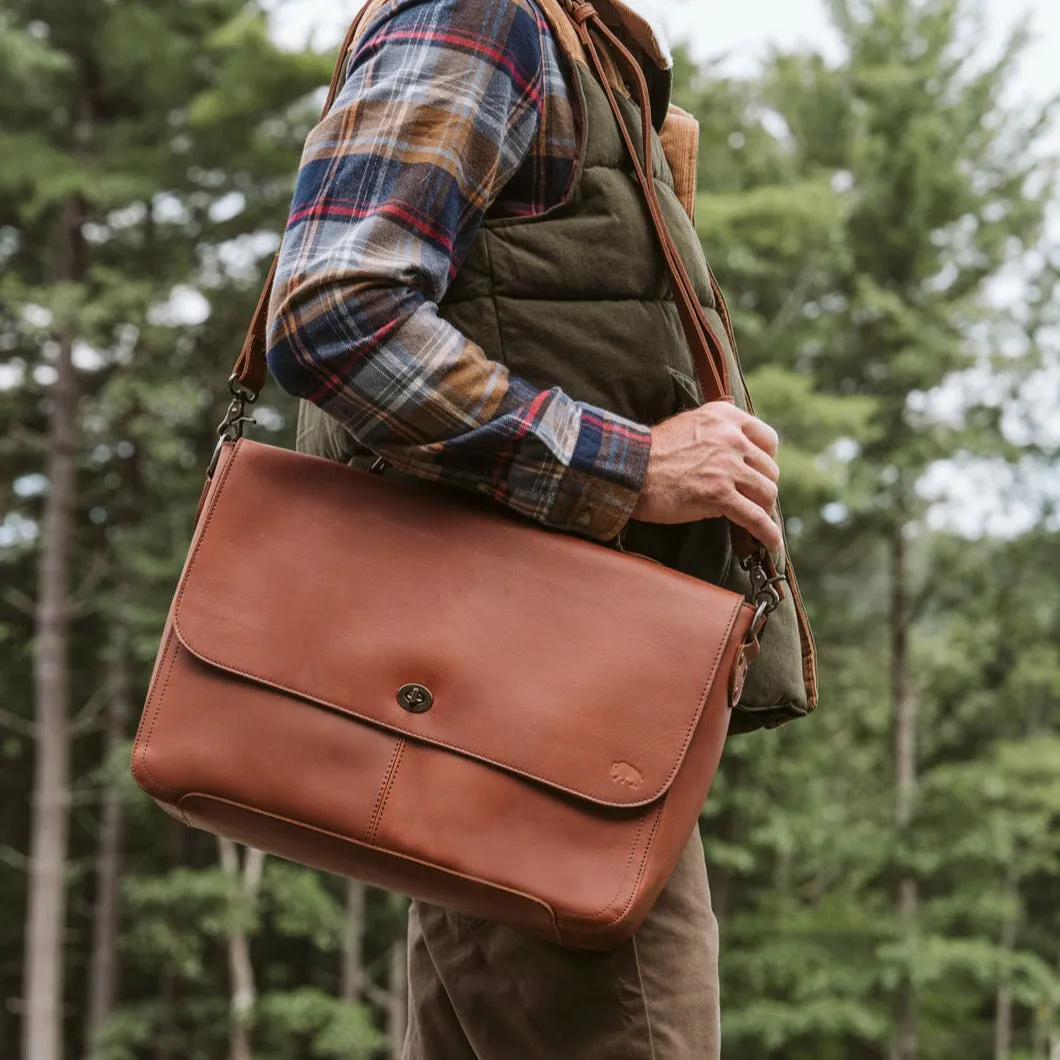 Roosevelt Leather Laptop Messenger Bag | Amber Brown