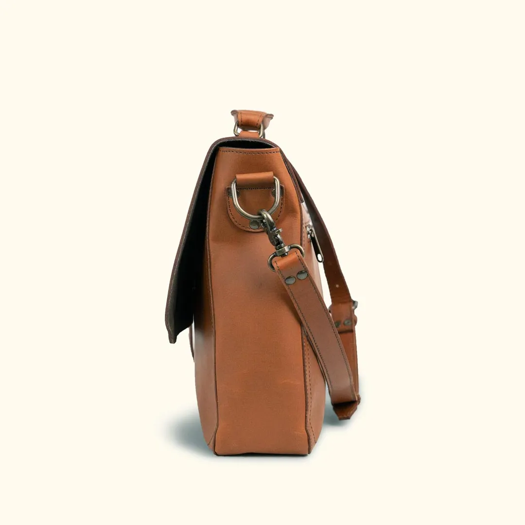 Roosevelt Leather Laptop Messenger Bag | Amber Brown