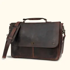 Roosevelt Leather Laptop Messenger Bag | Dark Oak