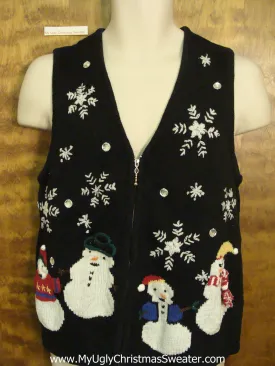 Rotund Snowmen in Winter Ugliest Christmas Sweater Vest