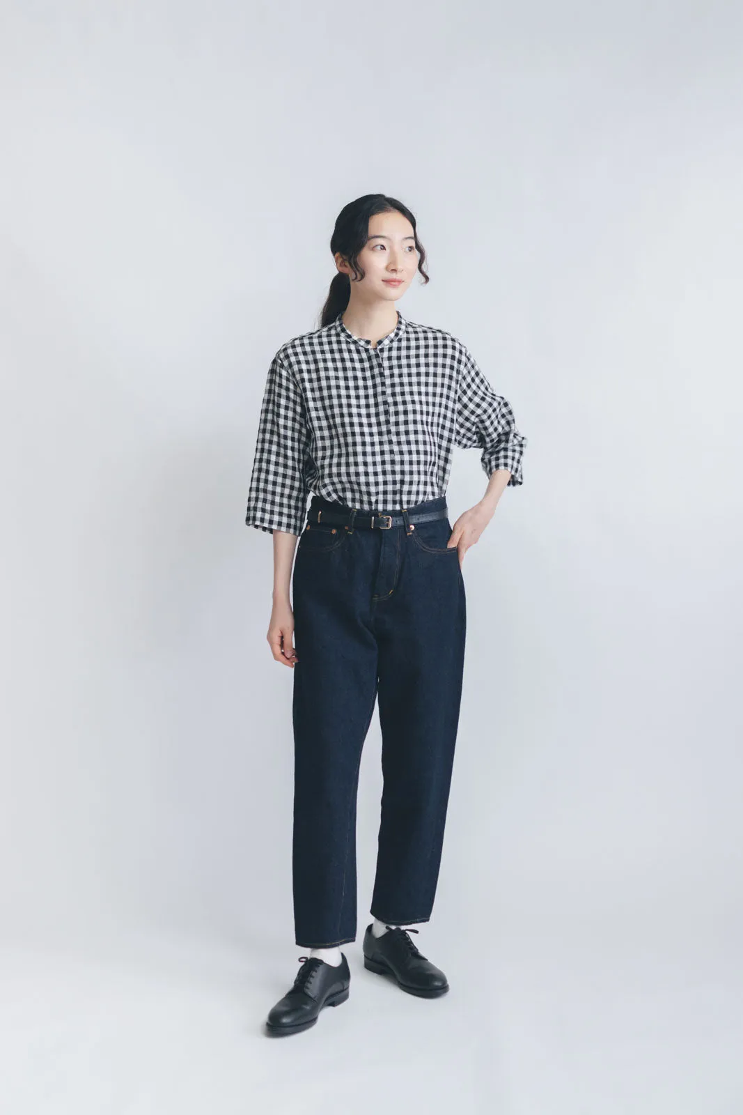 【SALE】 HAND ROOM WOMENS ショートクルタシャツ ギンガム