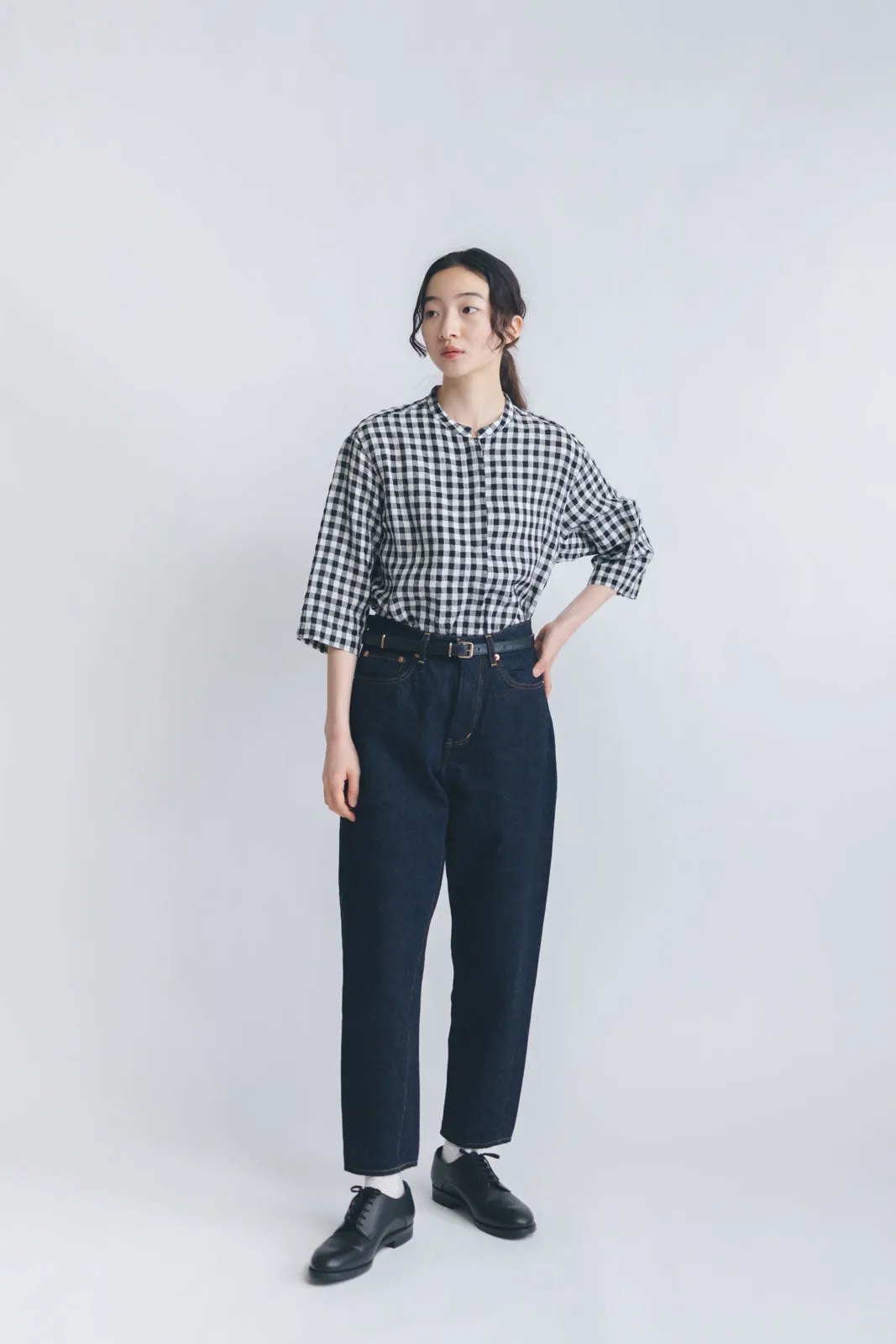 【SALE】 HAND ROOM WOMENS ショートクルタシャツ ギンガム