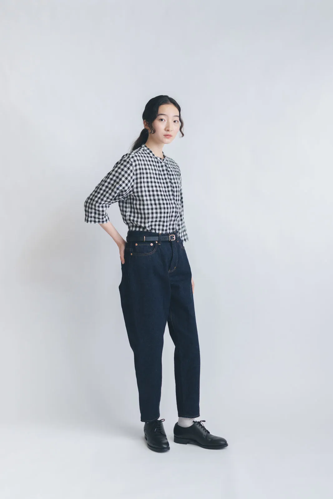 【SALE】 HAND ROOM WOMENS ショートクルタシャツ ギンガム