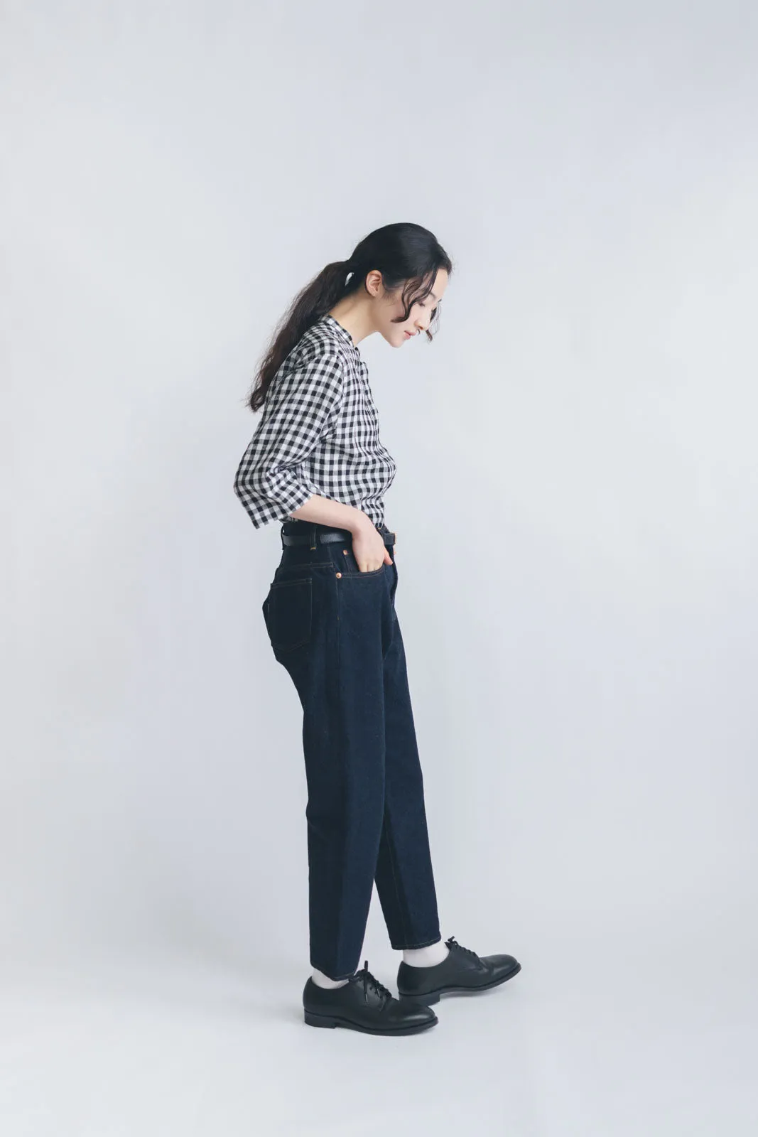 【SALE】 HAND ROOM WOMENS ショートクルタシャツ ギンガム