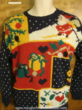 Santa Skiing Festivities Ugly Christmas Sweater