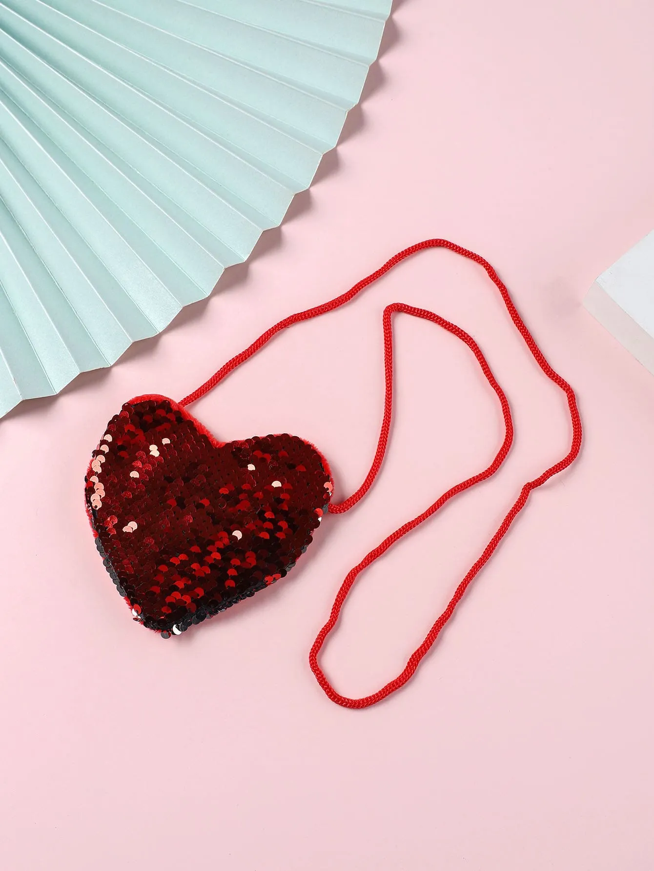 Sequins Red Heart Novelty Bag Coin Purse Change Pouch Coin Case Small Wallet