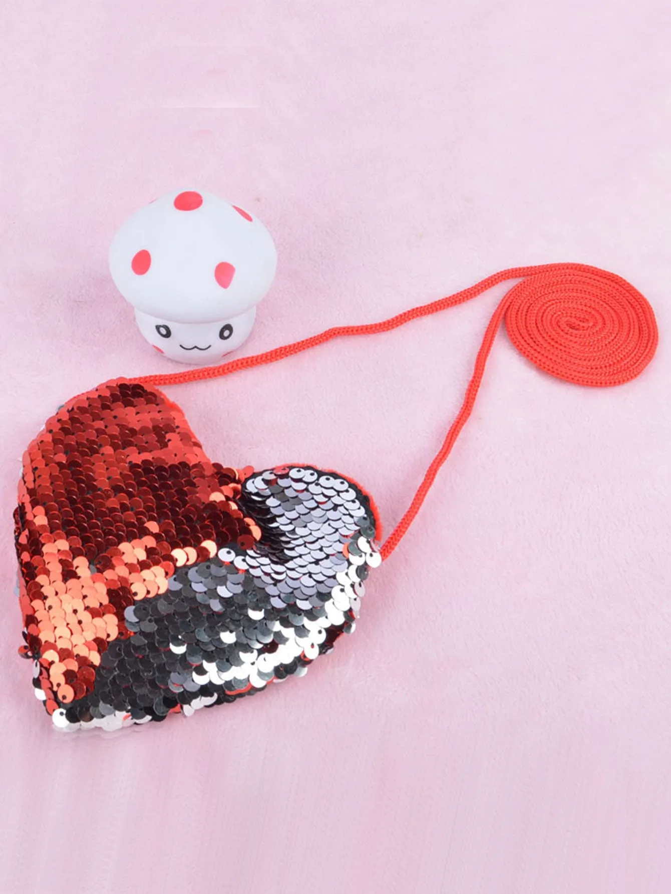 Sequins Red Heart Novelty Bag Coin Purse Change Pouch Coin Case Small Wallet