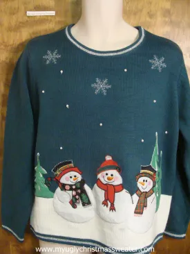 Smiling Snowmen Ugly Christmas Sweater