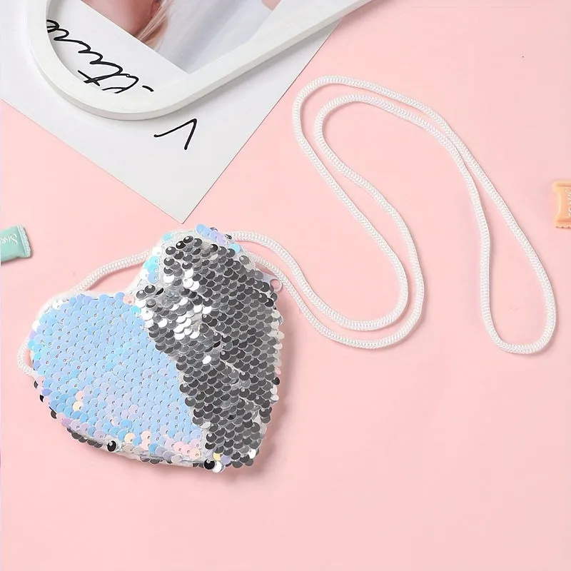 Sparkling Sequin Love Coin Purse with Christmas Lanyard and Heart Design