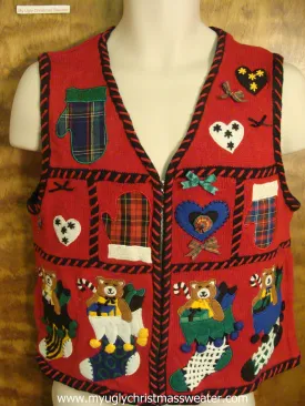 Stockings Stuffed with Teddy Bears  Ugly Christmas Sweater Vest