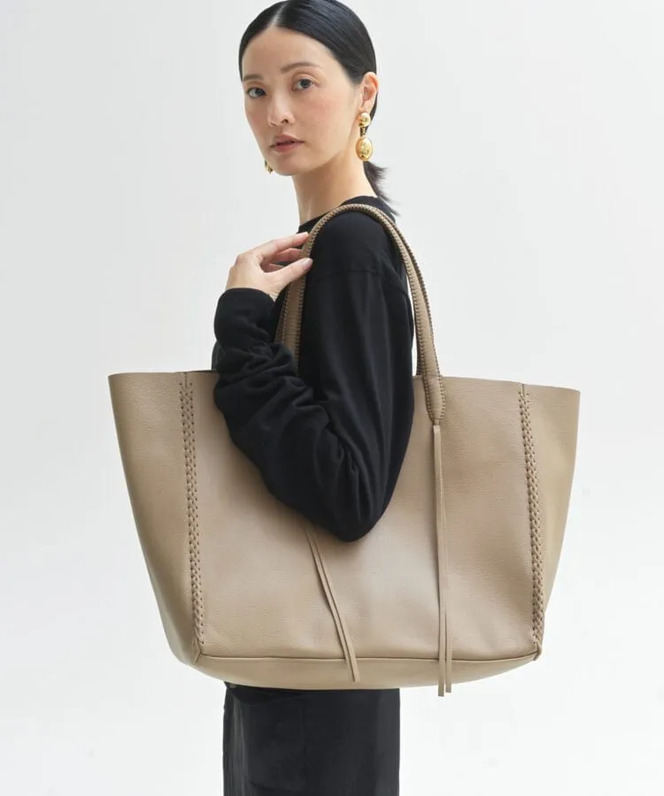 Tote Grained Leather Taupe