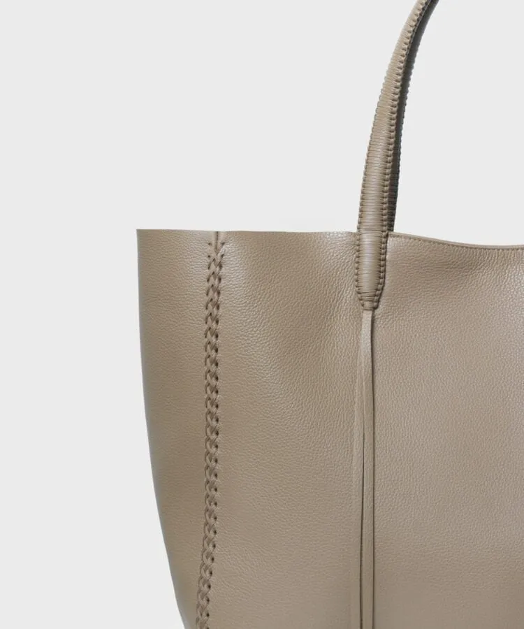 Tote Grained Leather Taupe