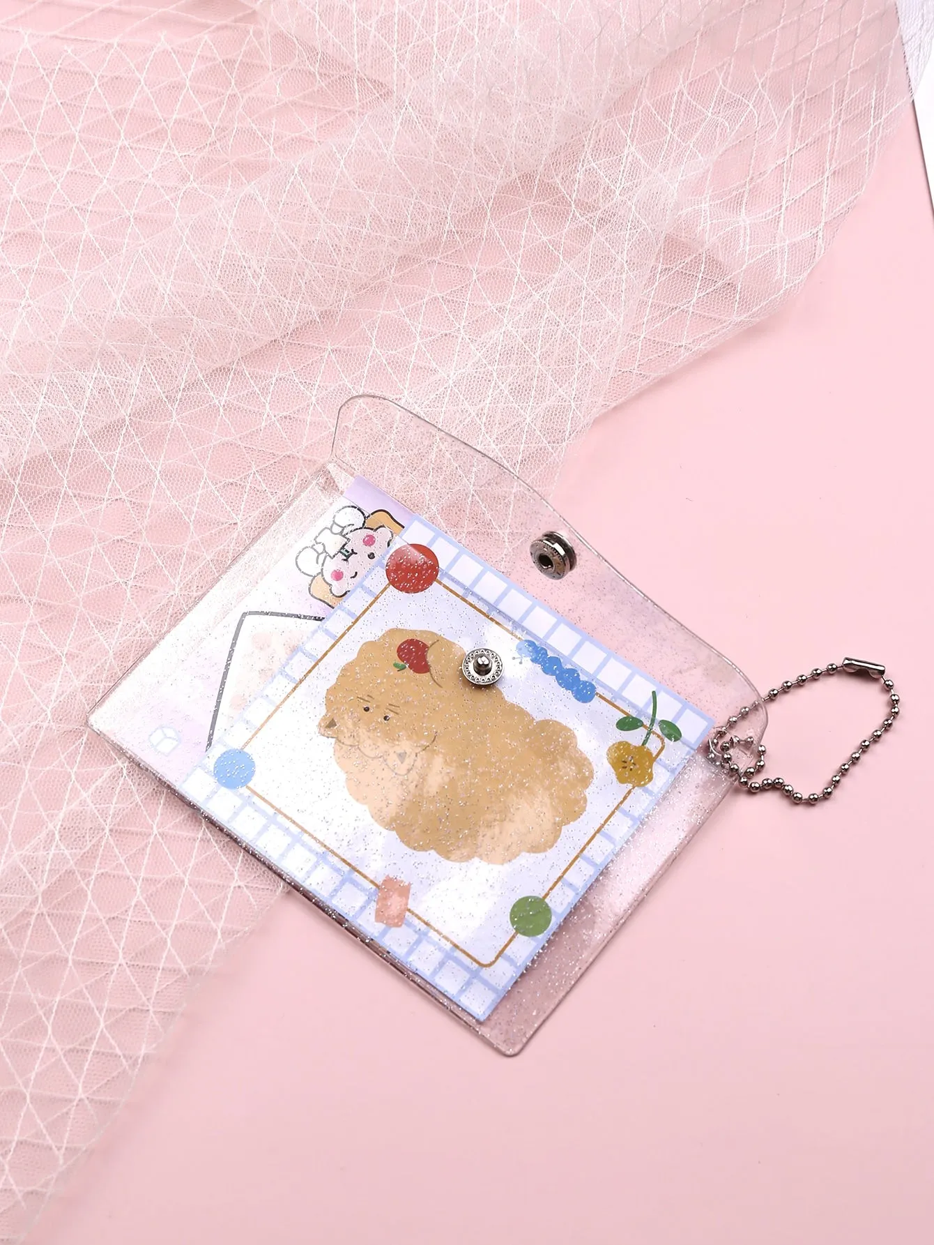 Transparent Snap Button Coin Purse Change Pouch Coin Case Small Wallet Card