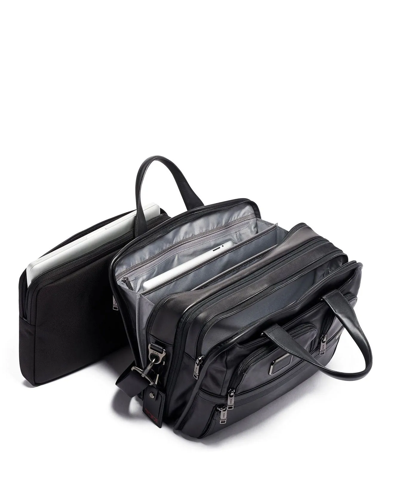 Tumi Expandable Organizer Laptop Brief, Black Leather