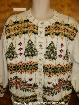 Ugliest Christmas Sweater Cardigan with Trees