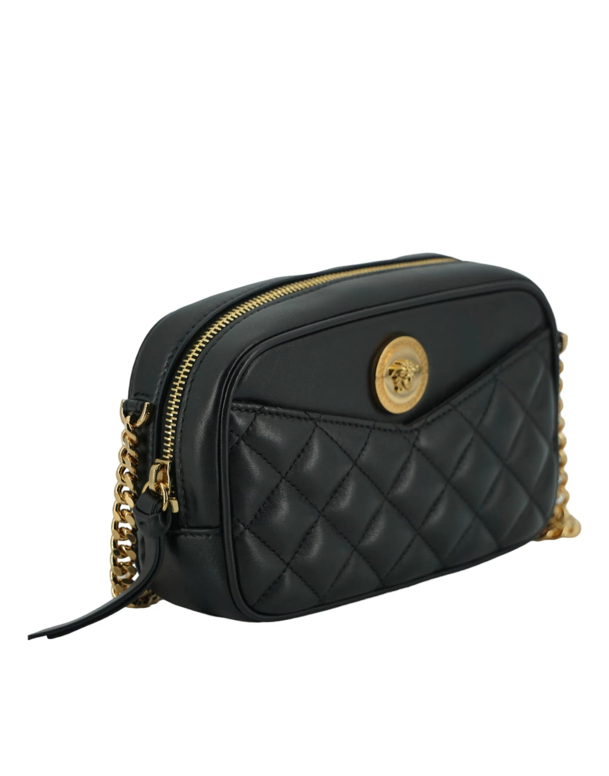 Versace Medusa Black & Gold Camera Crossbody Bag