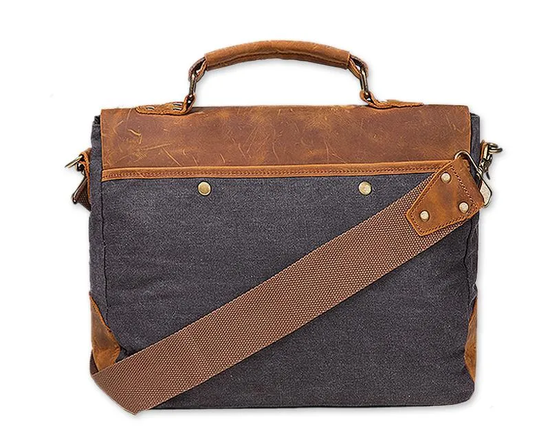 Vintage Canvas Satchel Messenger Bag for Men - Dark Gray