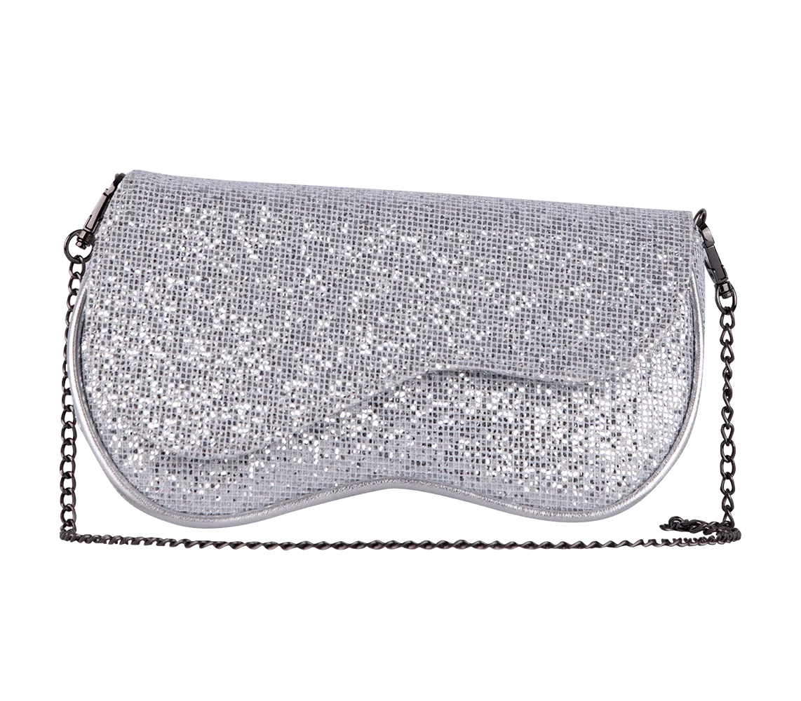 Wave Glitter Clutch Silver