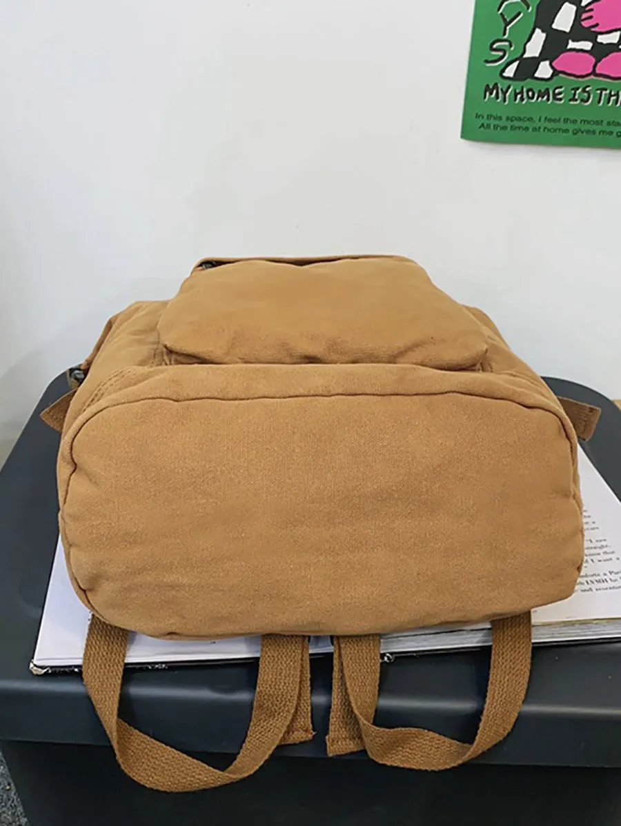 Women Casual Solid Square Canvas Backpack