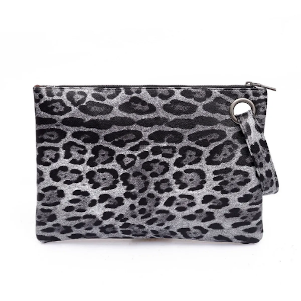 Womens Leopard Print Vegan Leather Clutch Envelope Bag