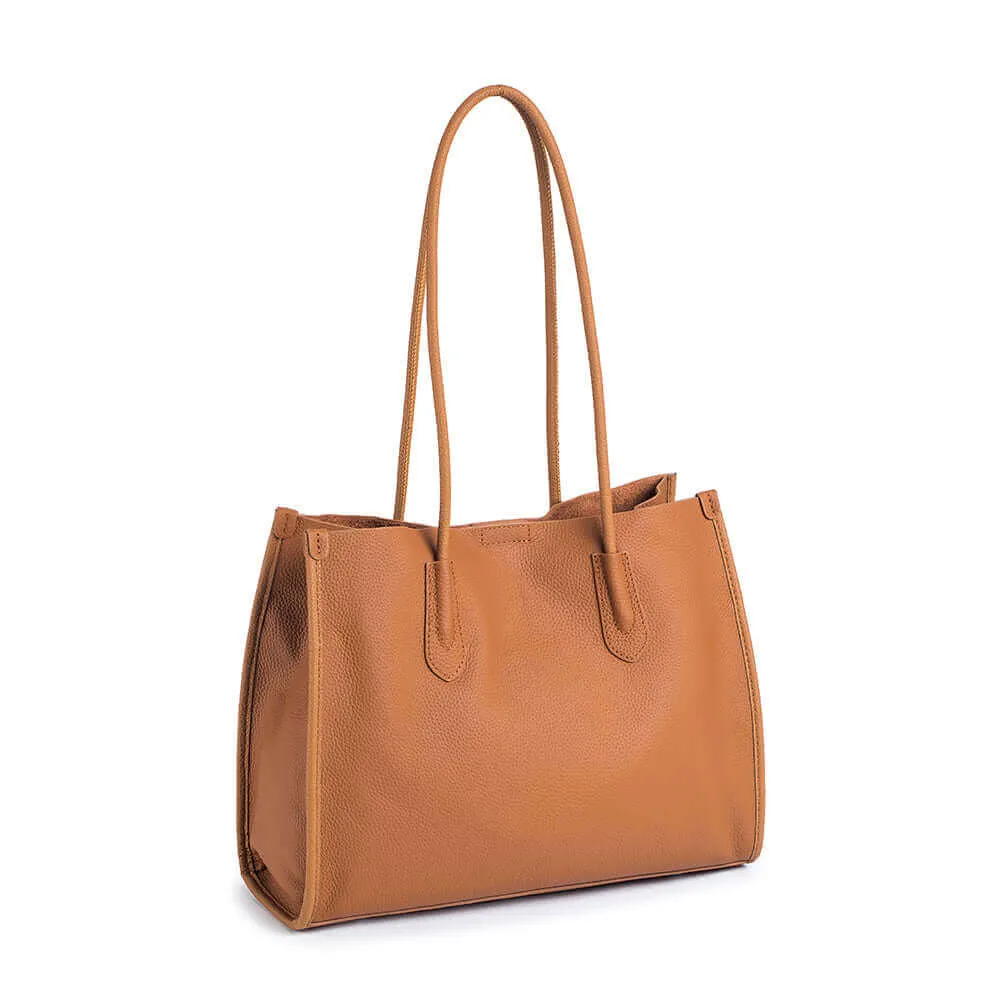 Women's Soft Leather Tote Bag - Medium Size for Commuting & Casual Use