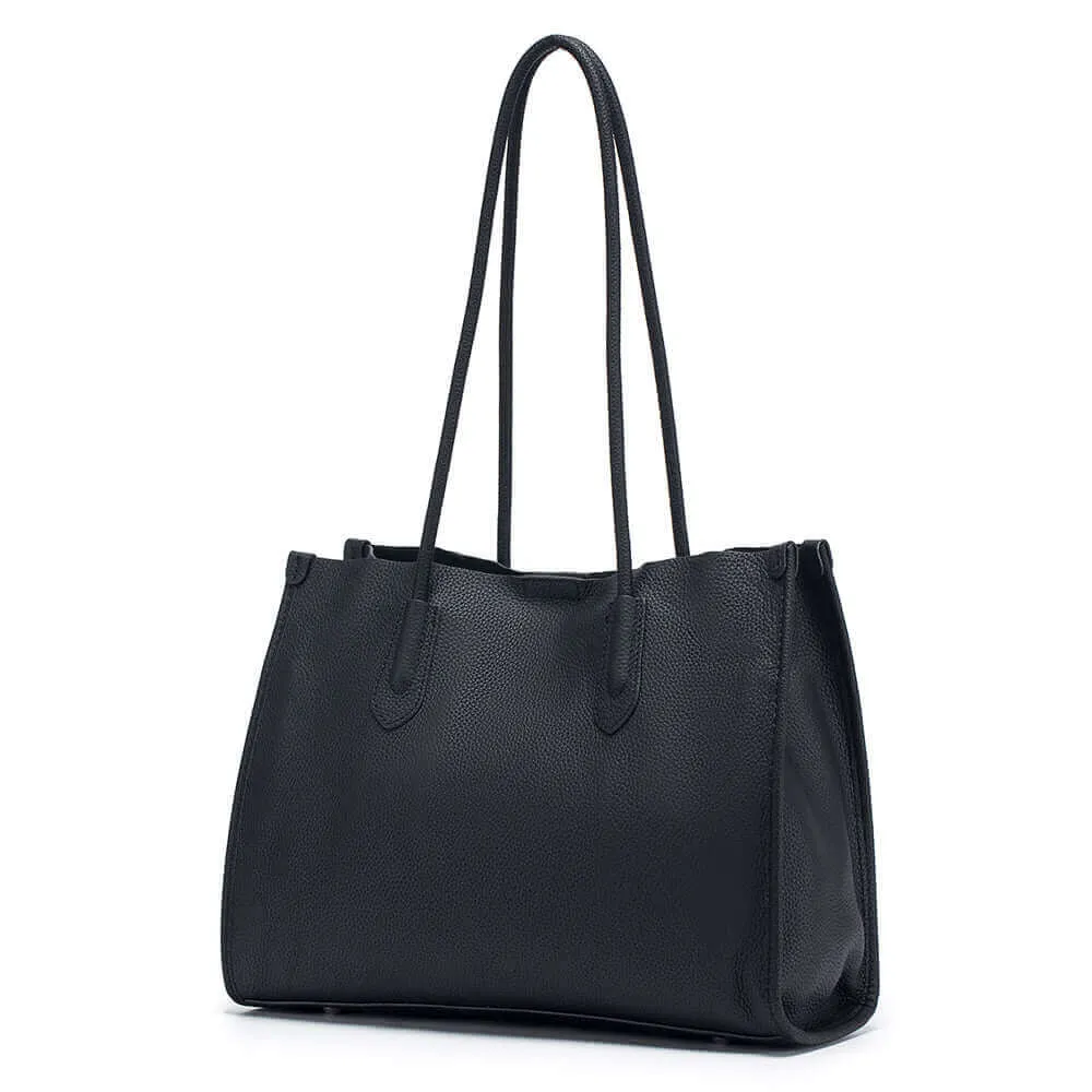 Women's Soft Leather Tote Bag - Medium Size for Commuting & Casual Use