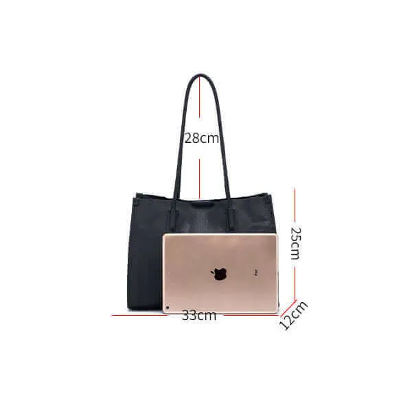 Women's Soft Leather Tote Bag - Medium Size for Commuting & Casual Use